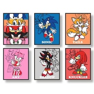 [Txma] 6 cái Anime Sonic The HEDGEHOG hình dán áp phích nghệ thuật tranh treo tường phòng vui chơi q
