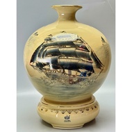 Vase to attract good fortune and smooth sailing in the Ha long Bay, 55cm high, painted with gold