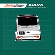 Sticker Kereta Proton Juara, Sticker Belakang, Custom Warna dan Nombor Plate.