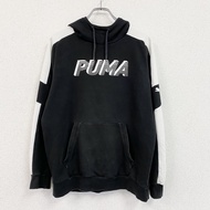PUMA衛衣連帽衫/連帽衫，搭配 3D 印花大 logo，黑色，M 碼，古著