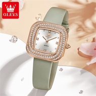 OLEVS Jam Tangan Perempuan Original Waterproof Quartz Leather Luxury Vintage Square Ladies Watch Wom