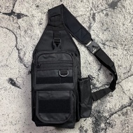 LOKAL Plain Black Tactical Sling Bag Multifunctional OUTDOOR Sling Bag Black Army Bottle Bag Tactica
