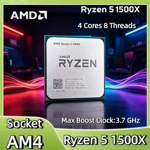 High Performance AMD R5 1500X CPU 4 Core 8 Thread 3.7GHz Max Boost 14nm AM4 16MB L3 Cache 65W DDR4 2