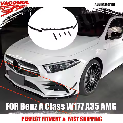 VACOMUL For Mercedes Benz A Class W177 A35 AMG 2019-2022 Sedan Gloss Front Bumper Lip With Side Trim