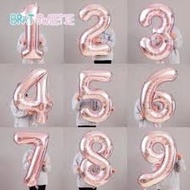 [GIVE BLOWING STRAW] Rose Gold birthday decoration number balloon birthday decoration set