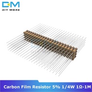 100PCS Diymore Carbon Film Resistor 5% 1/4W 0.25W 1R-1M Ohm 1K 2.2K 4.7K 5.1K 6.8K 10K 15K Resistanc