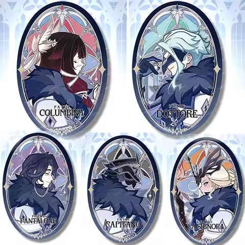 Game Yuanshen Impact Fatui Commander Series Oval Badge Anime Cosplay Accessories Childe Columbina Do