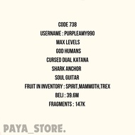 Blox Fruit acc ready to use | code 738