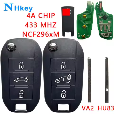 NH key HU83/VA2 Blade 3Button NCF296xM Filp Remote Car Key For Citroen Aircross C3 C4 Cactus Berling