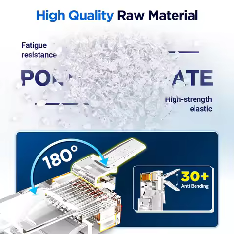 AMPCOM CAT5E RJ45 Connector Pass Through 8P8C Modular Ethernet Cable RJ 45 Ends Ethernet Cable Crimp
