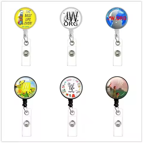 JW.org The Best Life Ever Glass Cabochon Handmade Image Logo Retractable Badge Reel Lanyard ID Holde