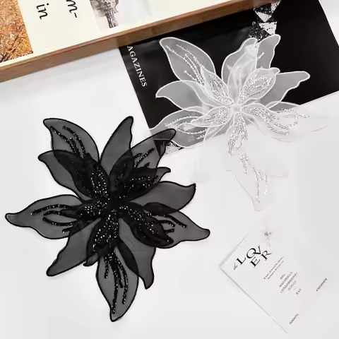 New Lace Organza Flower Patch Multi-layer DIY Dress Cloth Pin Hand-made Embroidery Studded Patch Clo