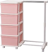 JEJ Astage Storage Chest SEEDS Hanger Rack & 4-Tier Chest, Pink, Made in Japan, Easy Assembly, Width
