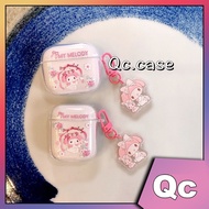 「Qc」Pink cute Melody with pendant airpod case airpods case airpods 2 case airpods 3 case airpods Pro case airpods Pro 2 case tpu soft case Anti-drop water-proof
