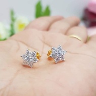 Arrange 9K Gold Pikul Flower Earrings Decorated With Swiss CZ 8H&A