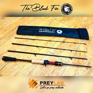 คันเบ็ด 4 ท่อน The Black Fin สำหรับสาย UL/Finesse ตกปลา อะจิ Aji กระสูบน้ำไหล กระพงบ่อเคี่ยว จาก PREYLAB พกพาสะดวก