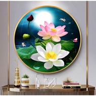 Diy Full Diamond 5D Diamond Painting Rubik's Cube Round Diamond Handmade Diamond Painting Lotus Round Living Room Bedroom Decoration Painting