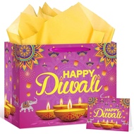 Beg Hadiah Selamat Diwali, Bekalan Parti Diwali, Beg Hadiah Pesta Lampu dengan Kertas Pembungkus dan