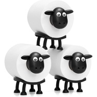VELENTI Sheep Toilet Roll Holder, Free Standing Bathroom Set, 3D Printed, Funny Hilarious Black Shee