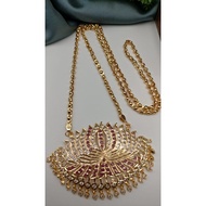 Indian gold plated Impone big size thamarai pendent with 30 inch paruppu chain[not 916]