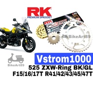 RK Sprocket Set Suzuki V-Strom 1000 RK 525 ZXW-Ring Black / Blue Chain F15-17T R41T-47T RK525 Wring 
