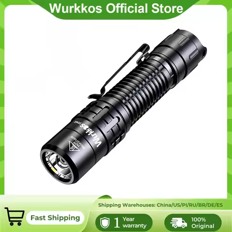 Wurkkos TD02 Tactical Flashlight 2000LM Pocket Torch 18650 Rechargeable EDC Type-C Charging Port Tai