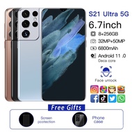 Free Gift S21Ultra 5G Mobile Phone Android 6.7 inch Water drop screen 8GB RAM 258GB ROM Smartphone 6