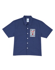 PASTEL CREATIVE WEAR SUNKISSED BEACH CLUB LOBSTER CABANA SHIRT BLUE