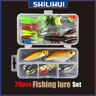 28pcs Set Umpan Pancing Fishing Tackle Box Soft Plastic Lure Umpan Campur Set Aksesoris Umpan Pancin