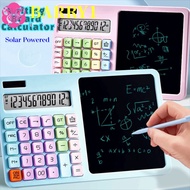 BARRY1 12 Digit Solar Calculator, Large LCD Display Solar Powered Calculator with Writing Board, Era