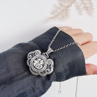 Hot Sale Sterling Silver S999 Hollow Longevity Lock Pendant Pure Silver Retro Fashion Men Women Safe