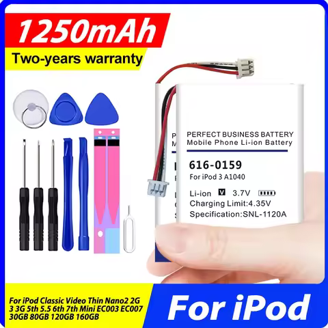 616-0282 616-0159 EC003 Battery For iPod Classic Video Thin 3 3G Nano2 2G 5th 5.5 6th 7th Mini EC003