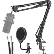 Elgato Wave 3 Mic Stand with Pop Filter - Professional Windscreen Microphone Boom Arm Stand with Cab