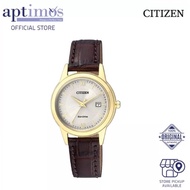 [Aptimos] Citizen Eco-Drive FE1082-13A Silver Dial Women Brown Leather Strap Watch