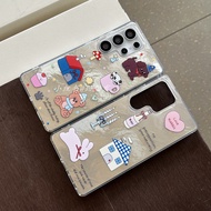 s25 ultra casing samsung s25 plus casing Tinfoil Pattern Rabbit Bear Suitable for s22plus/s22ultra/s