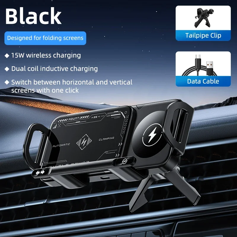Car Wireless Charger Stand for Samsung Galaxy Z Fold 7 6 5 4 3 2 Fast Charging Phone Holder for iPho