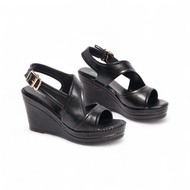 [Form nhỏ] Giày Sandal Đế Xuồng Da PU Cao Cấp 9cm Quai Khoét Pixie H391