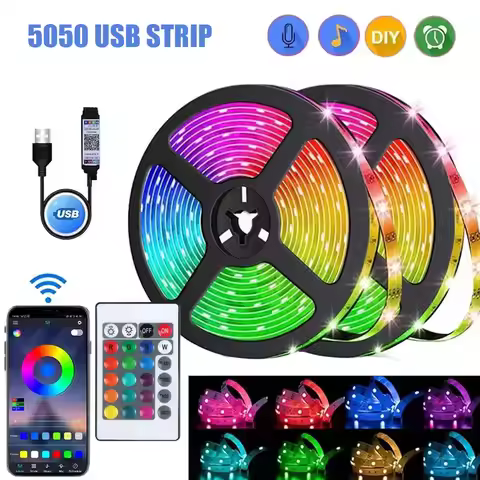 RGB LED Strip Light 5050 Bluetooth APP IR Remote Control USB 1M 2M 3M 4M 5M 10M 15M 20M 25M 30M Fest