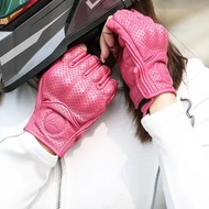 【Worth-Buy】 Women Pink Motorcycle Gloves Touch Screen Electric Bike Cycling Half Finger Motocross Gloves Girl Gloves Car