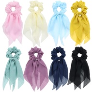 Lawie 8 Pack Colorful Chiffon Long Ribbon Hair Ties Silk Tails Hair Bows for Girls Scarves Scrunchie