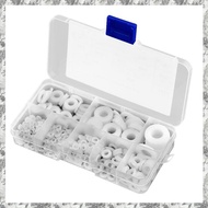 [I O J E] 500Pcs White Nylon Flat Washer Gasket Set M2 M2.5 M3M4M5 M6 M8 M10 Plastic Sealing O-Rings