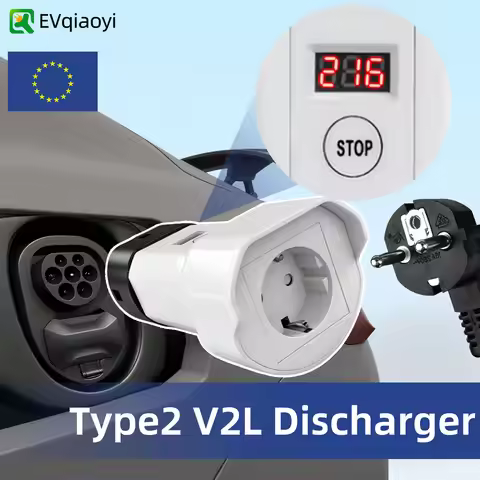 EVqiaoyi Type 2 V2L Discharger adapter EU 16A socket type2 Discharge with for Renault BYD Hyundai Xp