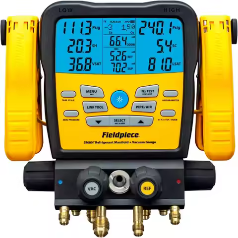 4-Port Wireless Refrigerant Manifold with Vacuum Gauge for AC and HVAC Systems