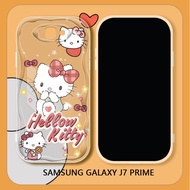 For Samsung Galaxy J7 Prime J2 Prime Cartoon (Hello Kitty) Phone Case Shockproof Soft Silicone Wave Edge Back Cover Casing