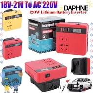 DAPHNE 1Pcs Battery Inverter, 120W 18V 20V To 220V Smart Transformer, Dual Plug Household Multifunct