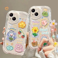 For iPhone 11 Pro Max iPhone 12 Pro Max iPhone 13 Pro Max iPhone 14 Pro Max 3D Cute Frog Flower Chain Wave Border Phone Casing Soft Back Cover