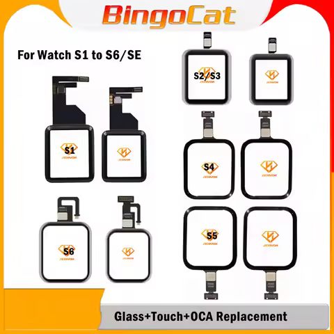 Novecel 5Pcs For Apple Watch Series 3 4 5 6 SE SE2 Touch Screen Panel Digitizer Sensor Glass+OCA S7 