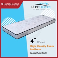 SLEEPHAVEN 4 INCH SINGLE/SUPER SINGLE HIGH DENSITY FOAM MATTRESS