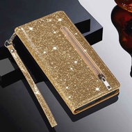 Glitter Wallet Magnetic Flip Leather Case For Samsung Galaxy Z Fold3 5G Z Fold4 Zipper Case For Sams