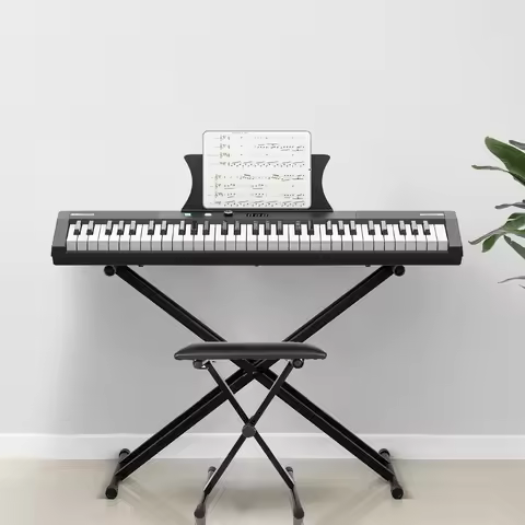Piano Keyboard, 61 Key Keyboard Piano for Beginners and Kids, with Stand, Piano Bench, Headphones Ch